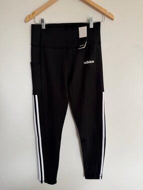 Adidas Climalite Leggings | Stripe | High Rise | Black/White | Size M | NWT